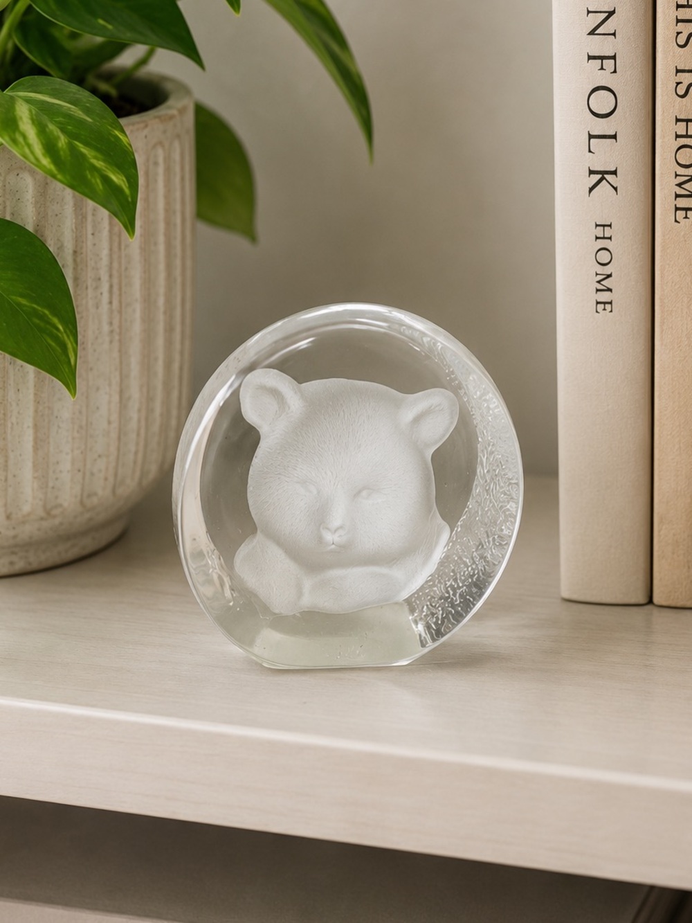 Vintage‎ Zajecar Lead Crystal Bear Paperweight Yugoslavia 24% Frosted Head Clear